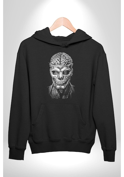 İnsan Beyni Korku Sineması Kadın Erkek Siyah Kapüşonlu Sweatshirt Hoodie Siyah