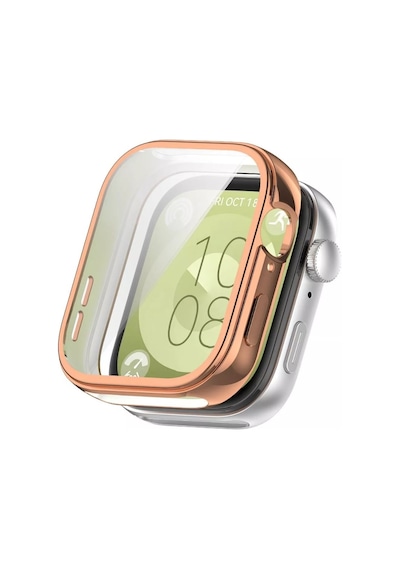 Huawei Watch Fit 3 Uyumlu Kasa Ekran Koruyucu 360 Tam Koruma Kılıf Kapak Rose Gold