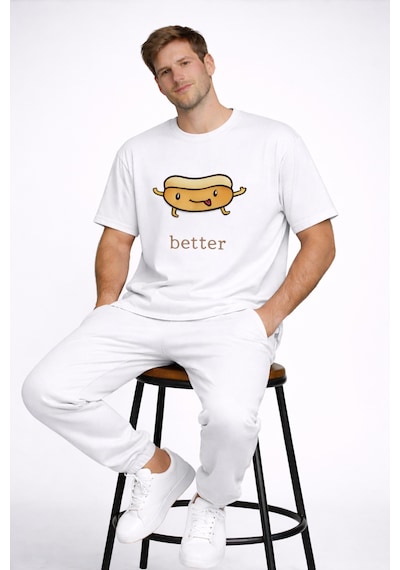 Better Together Baskılı Sevgili Kombini Çift Tişört Oversize Unis Beyaz