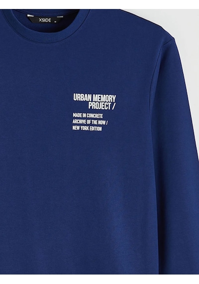 Lc Waikiki Lacivert Bisiklet Yaka Baskılı Erkek Sweatshirt