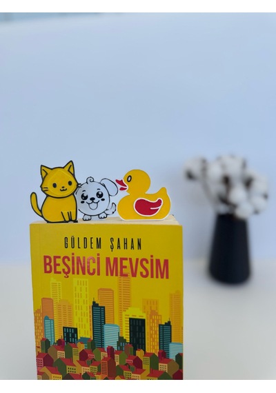 Sevimli Hayvan Figürlü Kitap Ayracı 3 Lü Set-ördek Kedi Köpek-çocuk Hediyelik
