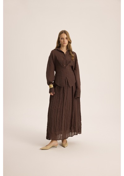 Mai Collection Mai Studios Co. Vesper Üçgen Kesim Bağlamalı Kahve Gömlek Kahve