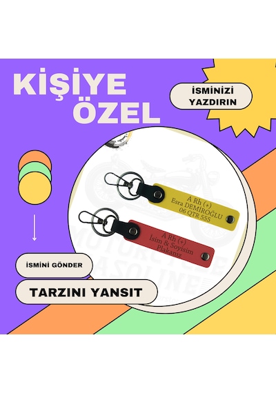Kardeş İçin İsim Plaka Ve B Rh + Kan Grubu Yazılı Kişiselleşmiş X2 Anahtarlık, Kül Gri-k Kahve-ysl