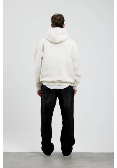 Prtnc Protonic Erkek Sweatshirt Kırık Beyaz Oversize Kapşonlu Kırık Beyaz