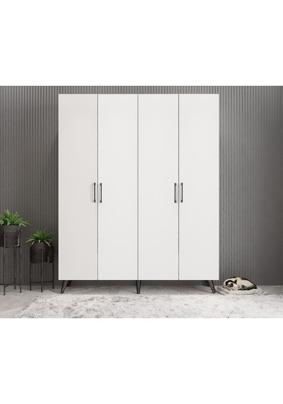 Duke 4 Kapaklı Ayakkabılık Füme Beyaz 180 Cm M2