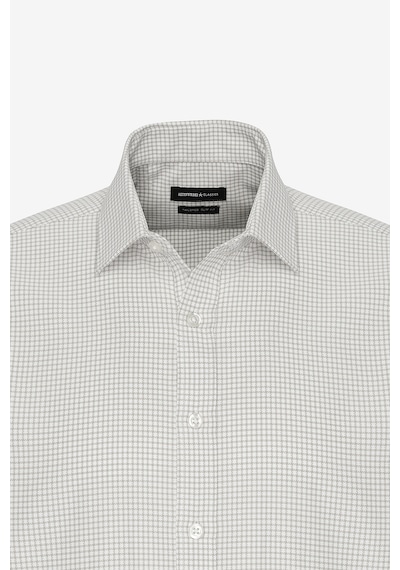 AC&Co / Altınyıldız Classics Erkek Beyaz Bej Kolay Ütülenebilir Slim Fit Dar Kesim Düğme Yaka Gofre Desenli Gömlek Beyaz Bej