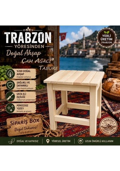 Doğal Masif Çam Çok Amaçlı Ahşap Tabure