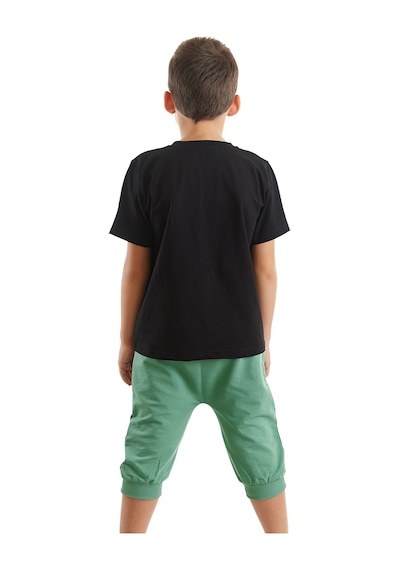 Dozer Yolda Yeşil Erkek Çocuk Yazlık T-shirt Cepli Kapri Şort Takım
