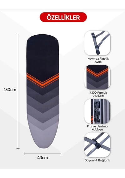Crown Life Luxury İroning Board, Ütü Masası Pradoboard Çok Renkli