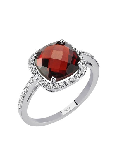 Sirius Pırlanta Ve Yastık Kesim Garnet Taşlı Yüzük 0804R0318