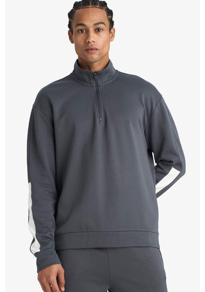 Defacto Standart Fit Dik Yaka Yarım Fermuarlı Modal Sweatshirt G5141ax25wnar82 Antrasit-ar82