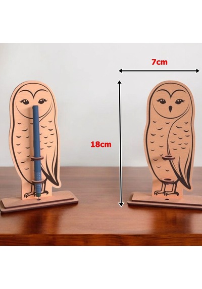 Boyanabilir Ahşap Baykuş Kalemlik - 3mm Mdf Lazer Kesim Hobi Seti 10 Adet