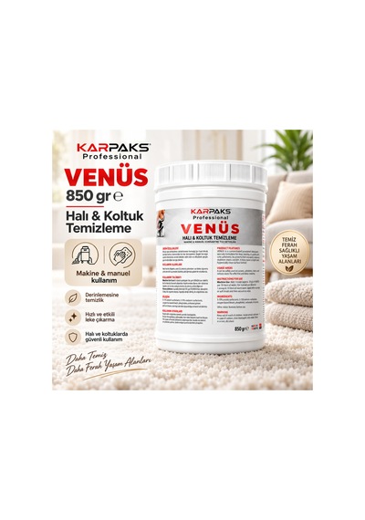 Professional Venüs Halı Ve Koltuk Tozu 850 Gr Ultra Konsantre Kalıcı Ferahlık Tüm Makinelerle Uyumlu Tekli