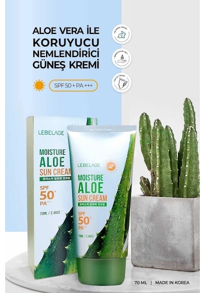 Lebelage Yatıştırıcı Nemlendirici Aloe Vera Spf 50 + Pa +++ Güneş Kremi Moisture Aloe Sun Cream