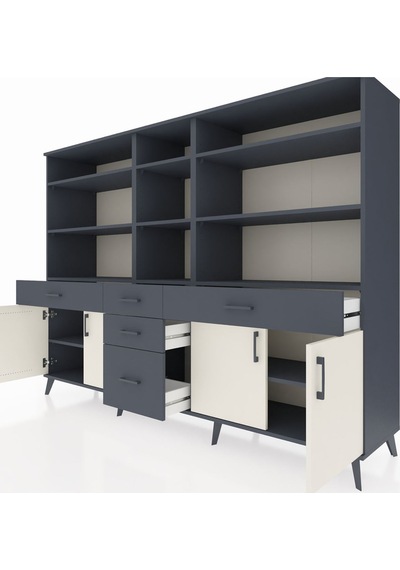 Hyperion Dolap 11 Raflı 5 Çekmeceli 4 Kapaklı 220x44x163 Antrasit Antrasit-aytaşı/antrasit Hyperion Dolap 11 Raflı 5 Çekmeceli 4 Kapaklı 220x44x163 Antrasit Antrasit-aytaşı/antrasit
