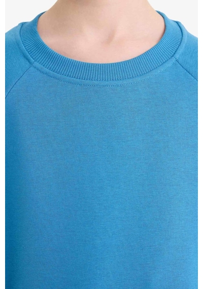 Defacto Erkek Çocuk Bisiklet Yaka Basic Düz Sweatshirt E8415a825aube278 Mavi