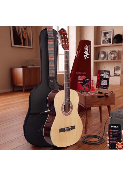 Midex Mgx-200nt-eq Ekolayzerli Profesyonel Elektro Klasik Gitar Seti Natural 4/4 Üst Segment