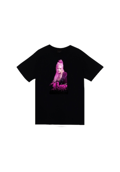 Rosé - Blackpınk - K-pop - Baskılı Unisex %100 Pamuk Siyah T-shirt SIYAH