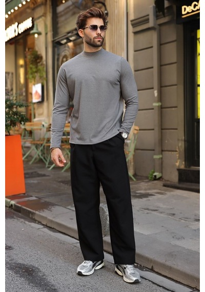 Madmext Füme Yarım Balıkçı Yaka Slim Fit Erkek Sweatshirt E7202