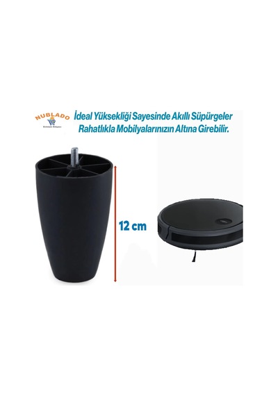Bro Vidalı Oval Plastik 12 Cm Ceviz Mobilya Dolap Kanepe Koltuk Baza Yükseltici Ayağı Ayakları. Siyah