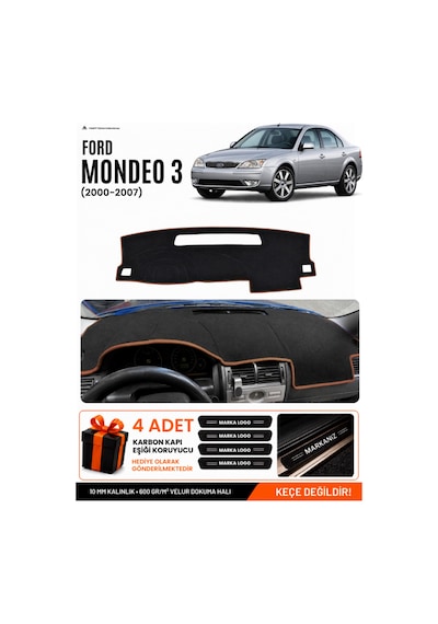 Ford Mondeo 3 2000-2007 Uyumlu Torpido Örtüsü, Torpido Kılıfı - Siyah Kahverengi