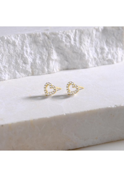 Goldkupe 14 Ayar Altın Taşlı Kalp Küpe 0,99 Gr-4339