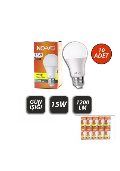 10 Adet 15w Gün Işık Led Ampul 1200lm 3000k 15.000 Saat Ömür 5639