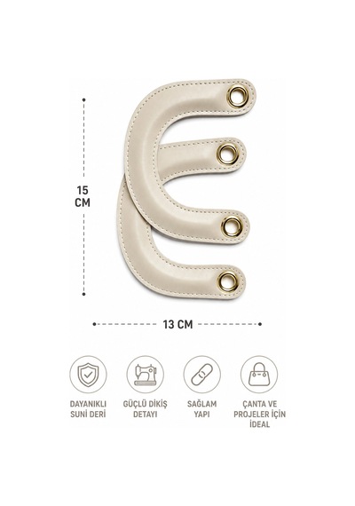Vollen Yarn Suni Deri Çanta Sapı 15x13 Cm 1 Çift 2 Adet Dikişli Çanta Kulpu Metal Kuşgözlü Çanta Aksesuarı 7