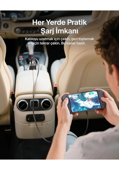 Belkin Usb-c Araç Şarj Cihazı, 75 W, 75 Cm Geri Çekilebilir Usb-c