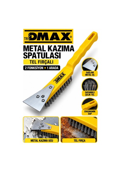 Dmax Metal Kazıma Spatulası Tel Fırçalı Boya Sökücü Pas Temizleme Fırçası Yapışkan Kalıntısı Ve İnat
