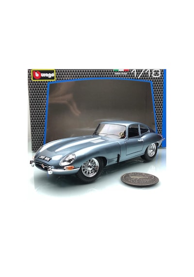 1961 Jaguar E-type 3.8 Coupe Blue Metallic 1 18 Ölçek Burago Mark