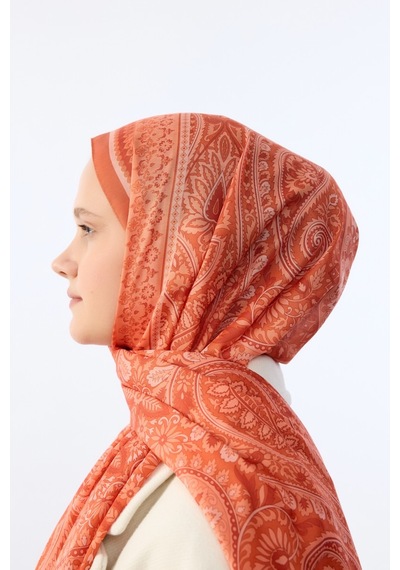 Mirsoy Scarf Mirayze Etnik Desen Şal Turuncu