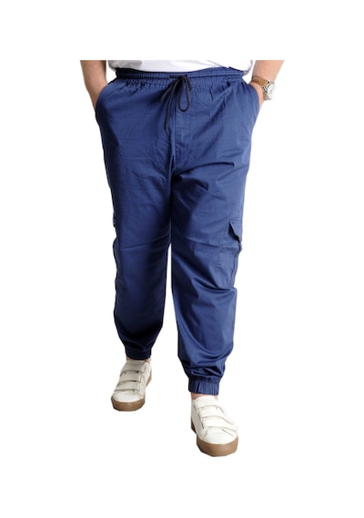 Mode Xl Büyük Beden Pantolon Keten Kargo Jogger 21911 Indigo 001