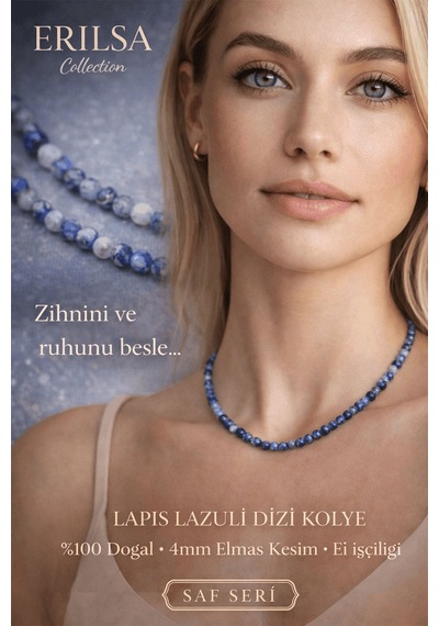 Sertifikalı Lapis Lazuli Dizi Kolye - 4mm Elmas Kesim Minimal Ser Çok renkli