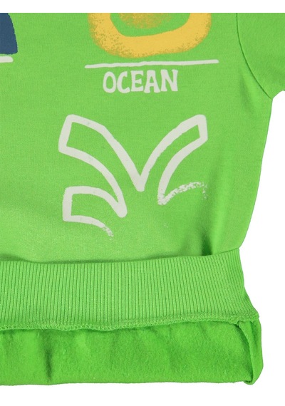 Silversun Kids Silversun Ocean Baskılı 8-13 Yaş Sweatshirt - Yeşil Koyu Yeşil