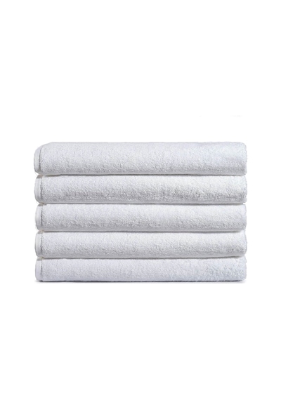 5 Li Otel Banyo Havlusu %100 Pamuklu 90x150 Cm Beyaz 20/2 Ring 650 Gr Beyaz