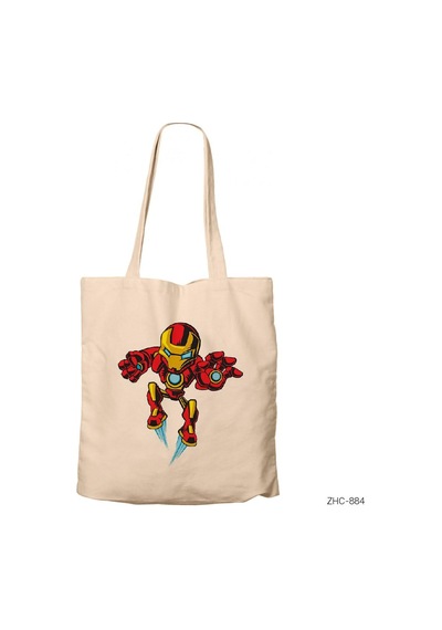 Iron Man Cartoon Kanvas Bez Çanta Çok Renkli