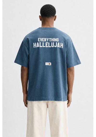 Respire Erkek Hallelujah Baskılı Oversize T-shirt Petrol