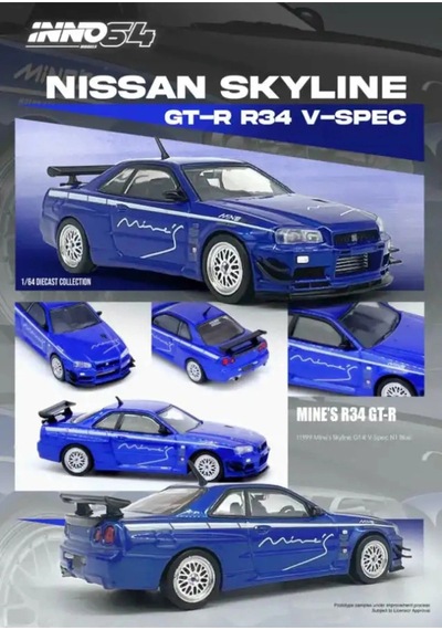 Inno 164 Nıssan Skylıne Gt-r R34 V-spec Tuned By In64-r34vs-mınes-bl