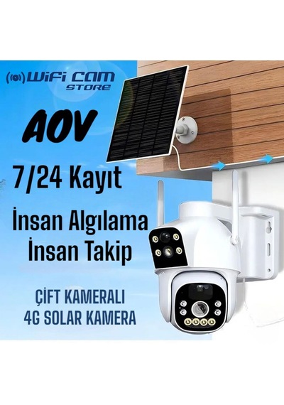 Aov Çift Kameralı 7/24 Kayıt E Sim Özellikli 4g Solar Kamera