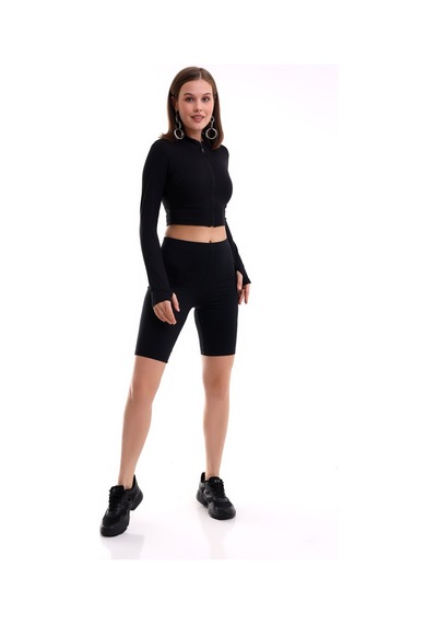 Winmoda34 Kadın Dalgıç Takım Likralı Spor Önden Fermuar Detaylı Kısa Taytlı Uzun Kol Parmak Geçmeli Model Kf-siyah Winmoda34 Kadın Dalgıç Takım Likralı Spor Önden Fermuar Detaylı Kısa Taytlı Uzun Kol Parmak Geçmeli Model Kf-siyah