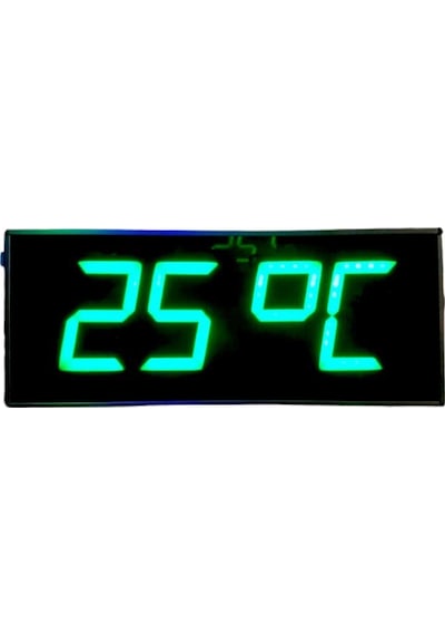 Dijital Led Duvar Ve Masa Saati Ve Derece - Yeşil Kasa Ölçüsü: 16x40 Cm