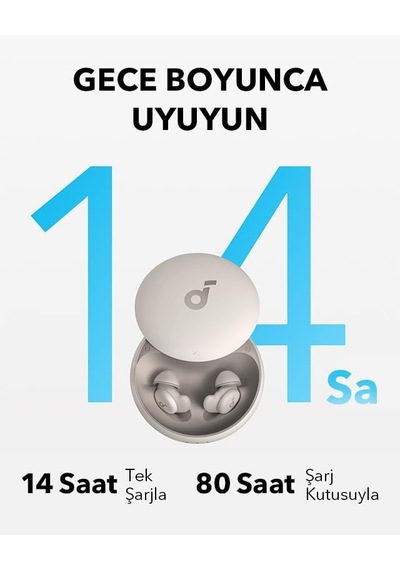 Soundcore By Anker Sleep A20 Bluetooth Kulak İçi Uyku Kulaklıkları, Huzurlu Bir Gece Uykusu, Krem, A6611 Genel