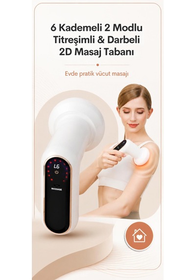 5 Başlıklı Elektrikli Vücut Masaj Aleti Ms100 Titreşimli Masaj Cihazı 5 Kademeli Beyaz