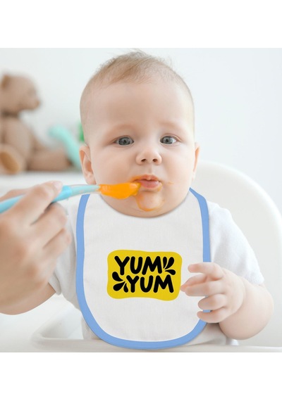 Bk Kids Yum Yum Tasarımlı Mavi Bebek Mama Önlüğü Mavi