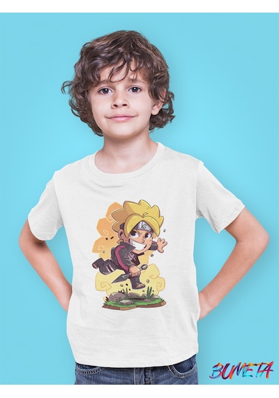 Bumeta Boruto Uzumaki Anime Çizgi Dizi Çocuk Tişört T-shirt Beyaz