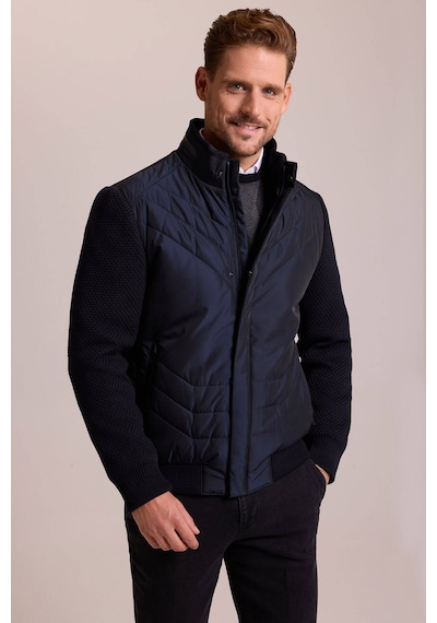 Ysf Erkek Lacivert Slim Fit Kolu Trikolu Mont