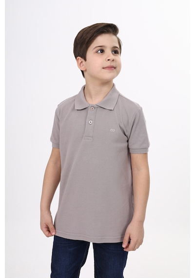 Toontoy Kids Toontoy Unisex Polo Yaka Düğmeli Uzun Kısa Tişört Kahverengi
