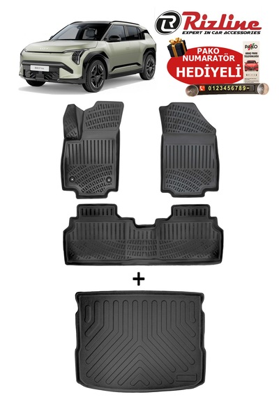 Kia Ev3 2024-2026 Model Arası Havuzlu Paspas Ve Bagaj Havuzu Seti