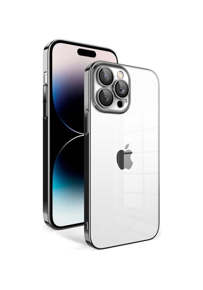 Zeyline Apple Uyumlu iPhone 14 Pro Kamera Korumalı Renkli Çerçeveli Zore Garaj Kapak-siyah